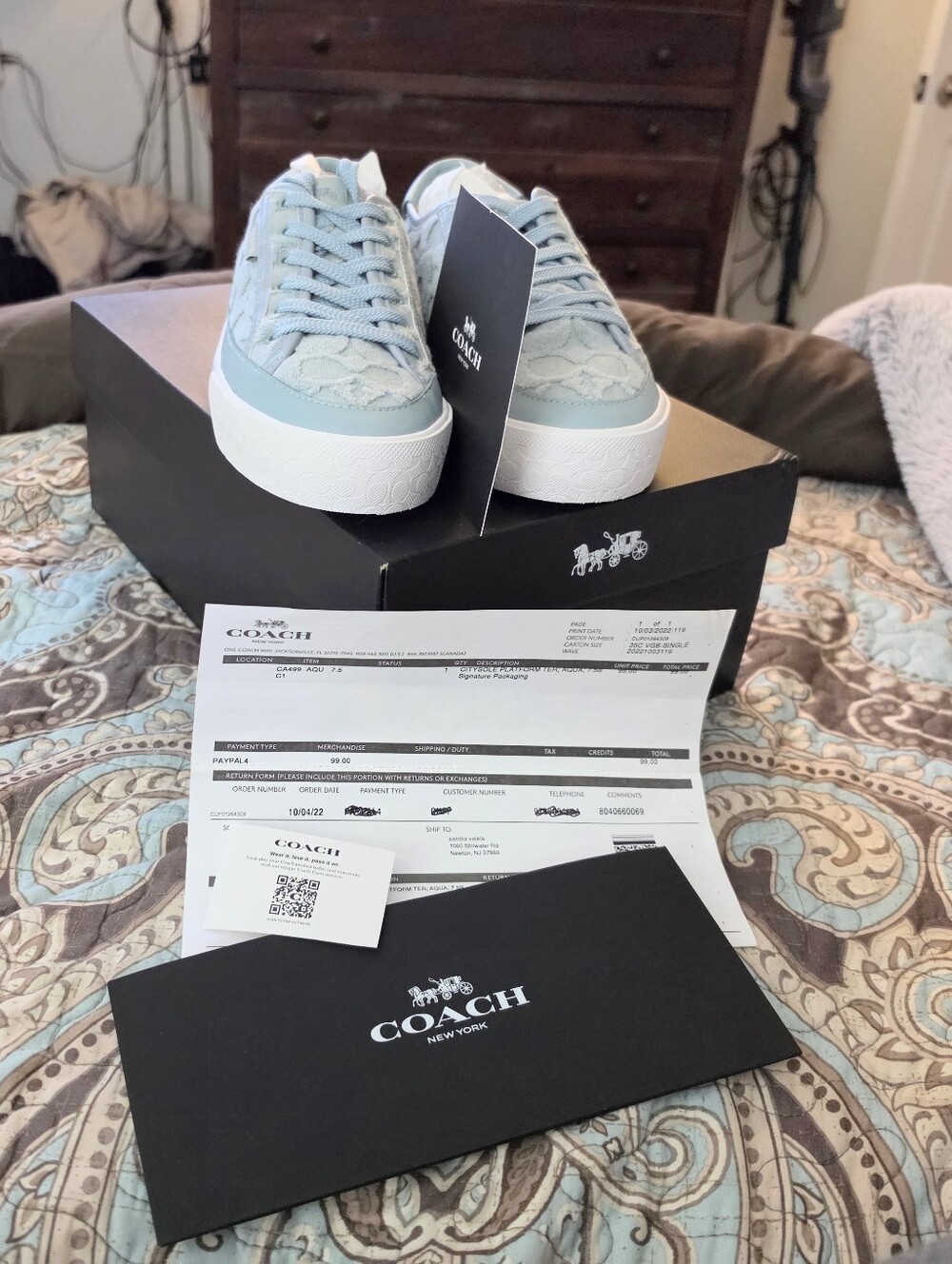 Coach Women's Light Blue Signature Lace-Up Sneakers - Picture 9 of 9